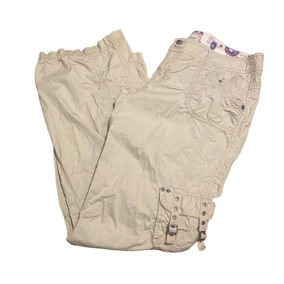 Esprit Beige Tan Wide Leg Cargo Flap Pocket Y2K Pants - Picture 7 of 8